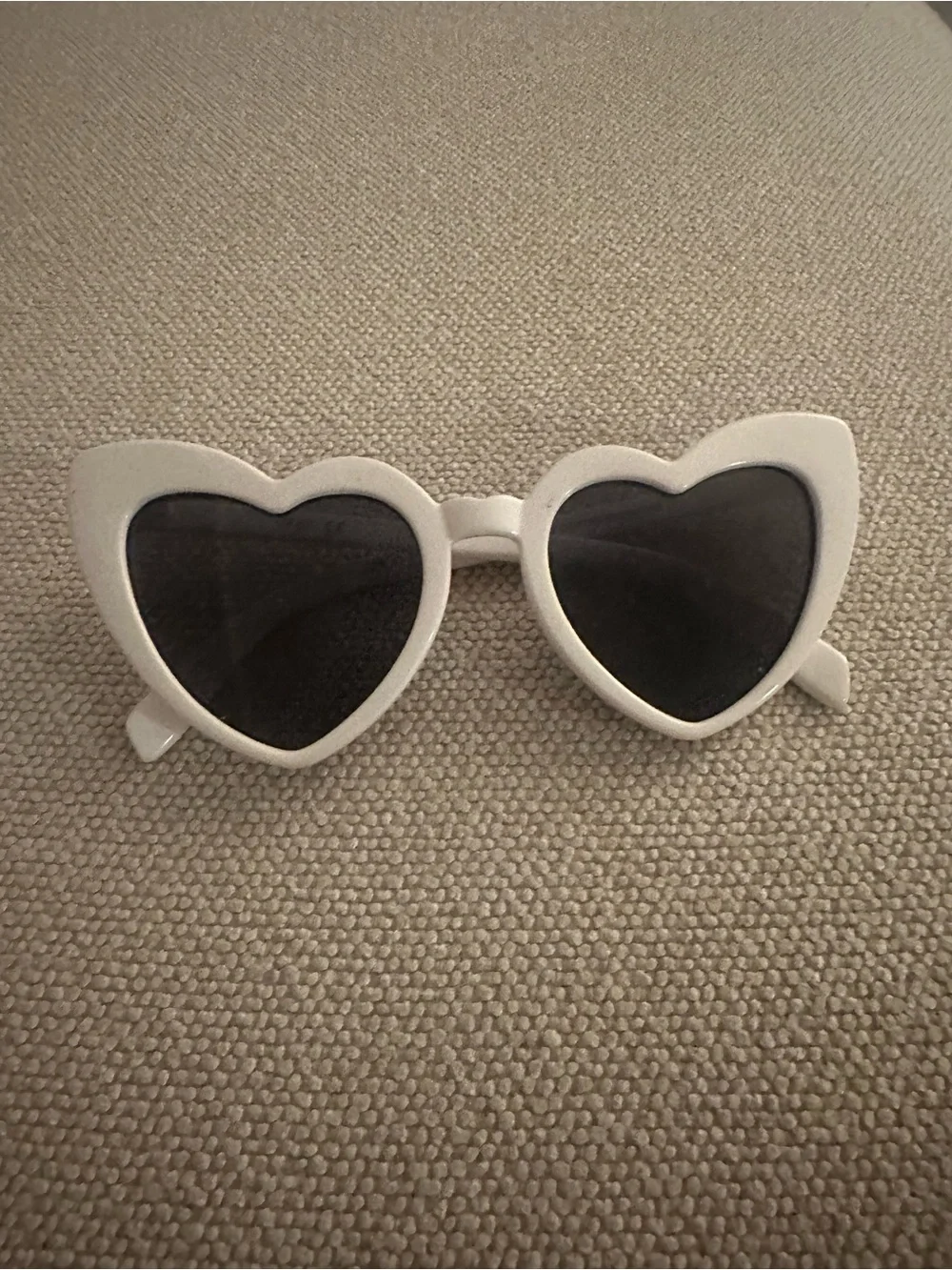 White Heart-Shaped Sunglasses with Black Lenses
